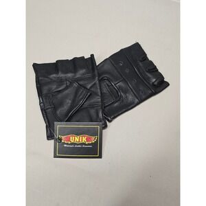 UNIK Men's Small Fingerless Cowhide Leather Motorcycle Gloves